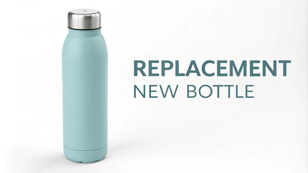 A sleek, minimalistic light blue water bottle with a silver cap.