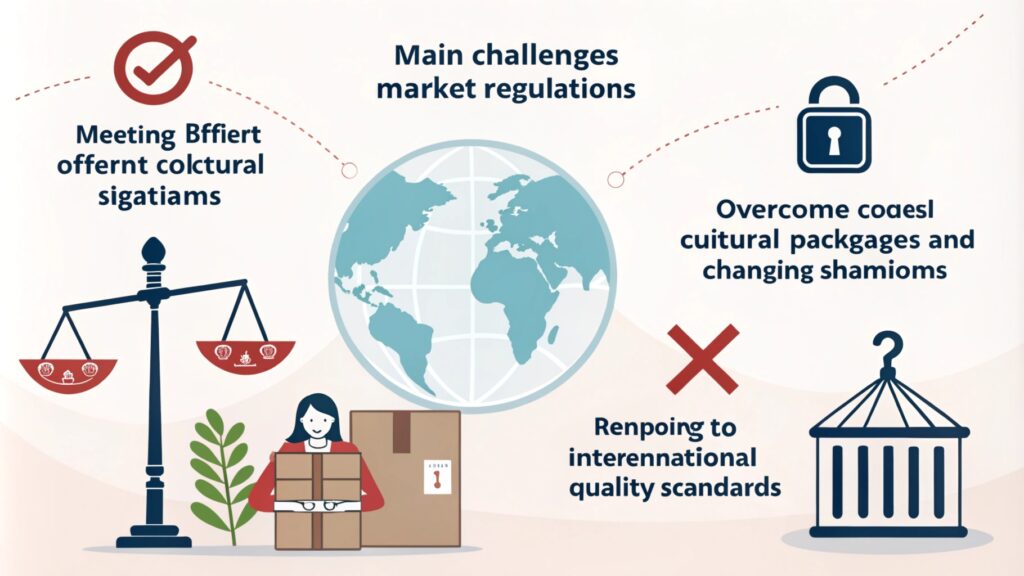 Illustrated infographic on market regulation challenges.